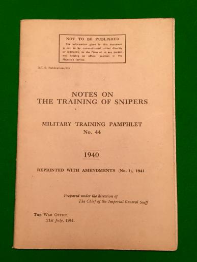 Notes on the Training of Snipers.