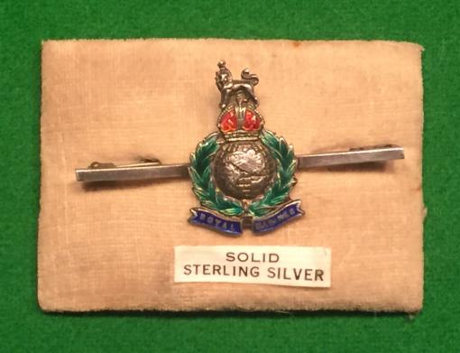 WW2 Royal Marines Silver & Enamel Regimental Bar Brooch.