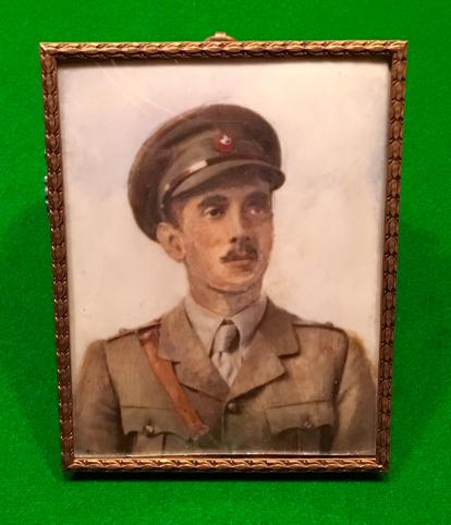 Oil on Ivory/bone Portrait - Light Infantry Officer.