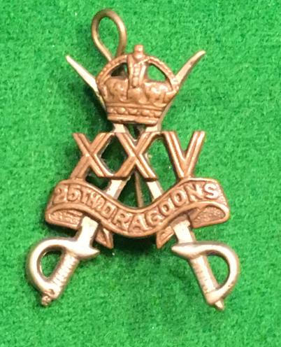 25th Dragoons Cap Badge, KC (Bi-Metal).