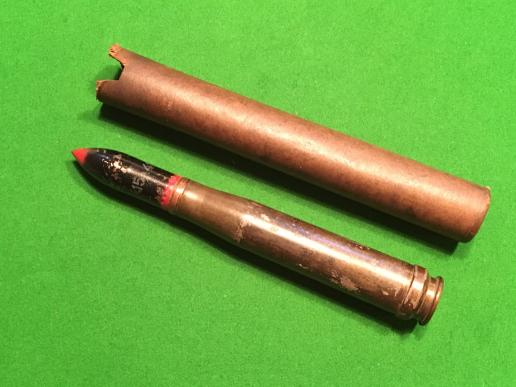 Inert Flak 38 20mm AP/T projectile and case.