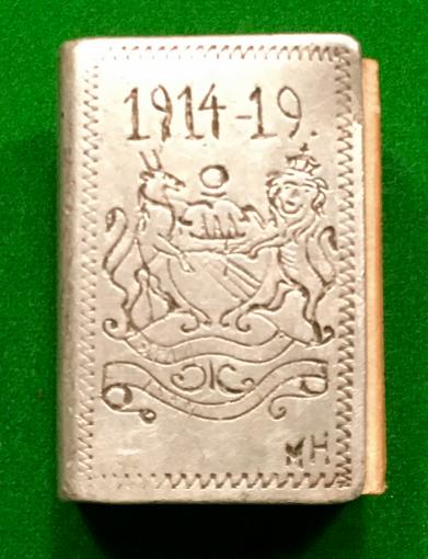 Manchester Regt. Trench Art Matchbox Cover.