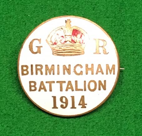 WW1 Birmingham Battalion 1914 lapel badge.