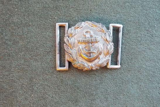 EARLY HEAVY THIRD REICH NAVY BROCADE BUCKLE IN SILVER.