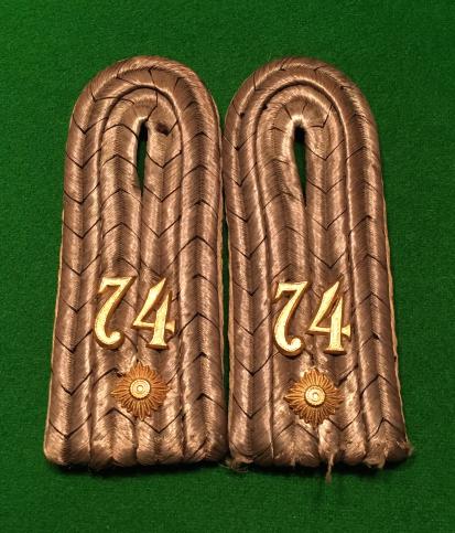 WW1 Shoulder Boards for Officer in 74th Prussian Infantry Regiment