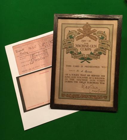 WW1 MGC Service Certificate.