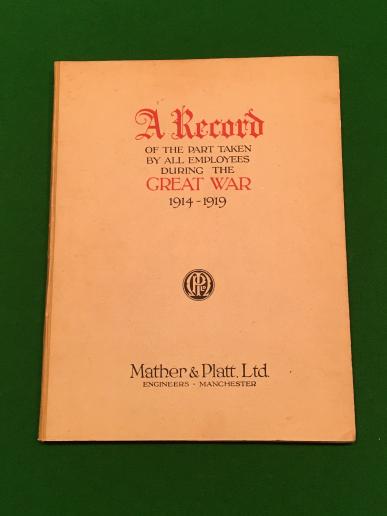 WW1 Roll of Honour - Mather & Platt Ltd., Manchester.