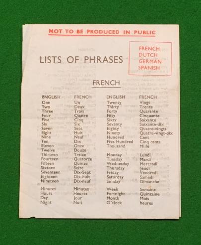 RAF Escape & Evasion Language Phrase Leaflet.