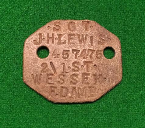 WW1 British Dogtag - Wessex Field Ambulance.