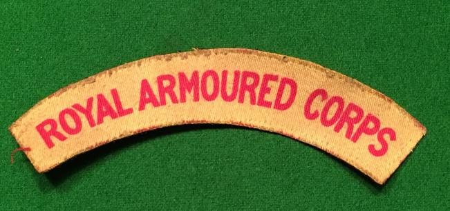 WW2 Royal Armoured Corps Printed Shoulder Title.