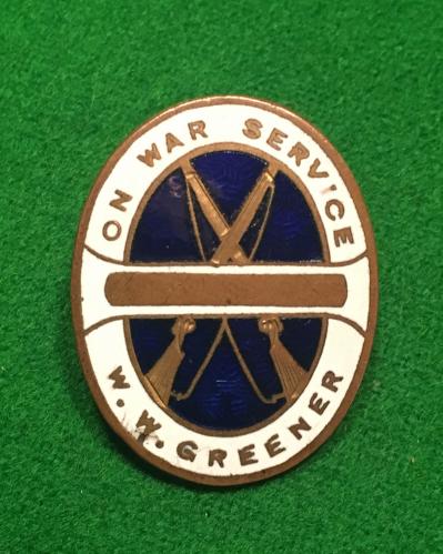 WW1 On War Service Badge - W.W.Greener.