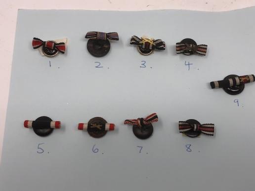 SET OF 9 THIRD REICH 'BUTTON HOLE' MEDAL RIBBONS.