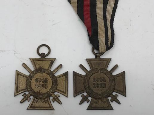 TWO WW1 HINDENBERG 'CROSS OF HONOR' MEDALS-DIFFERENT MAKERS.