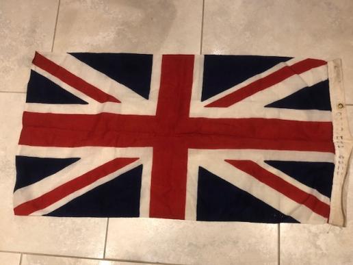 SMALL WAR-TIME UNION JACK FLAG WITH W.D. MARKINGS.