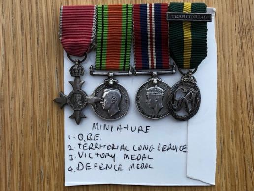 LOVELY MINIATURE OBE ETC MEDAL WW2 GROUPING.