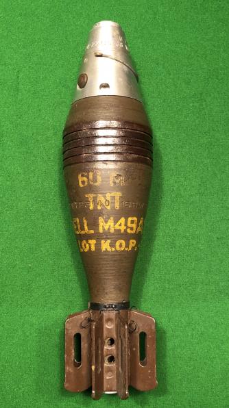 WW2 US 60mm M49A2 Mortar Round.