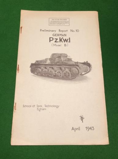 1943 School of Tank Technology Report - Pz.Kw.I.