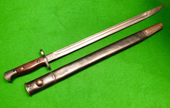 Unit Marked WW1 British Sword Pattern Bayonet 1907.