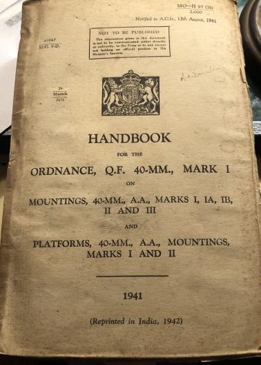 1941 Handbook for Q.F. 40-MM Mk I.