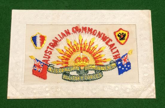 WW1 Silk Postcard Australian Commonwealth Military Forces.