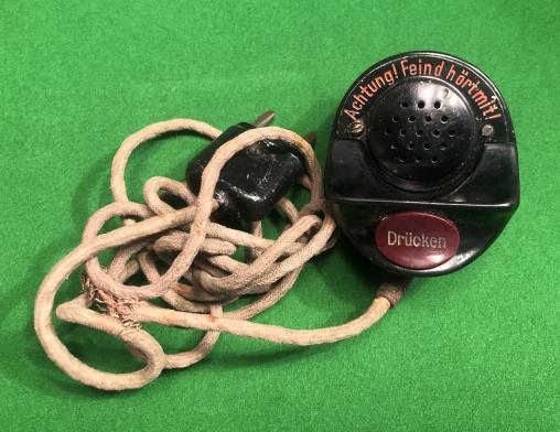 WW2 German Bakelite Microphone with inscription ' Feind hört mit '