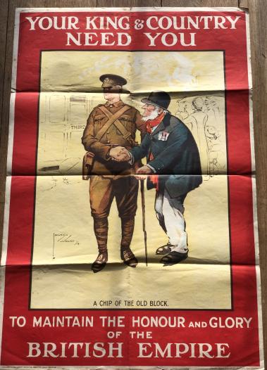 WW1 Recruiting Poster ' Your King & Country Need You '.