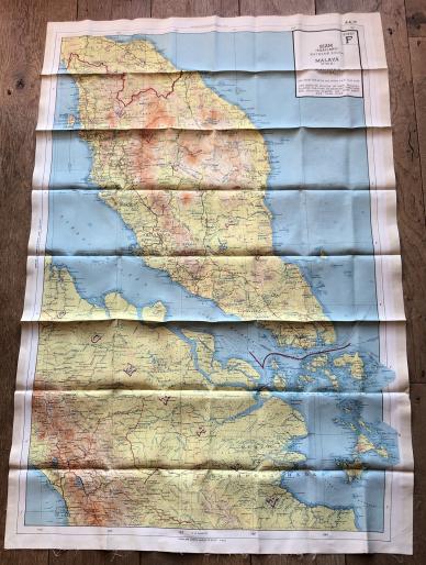 WW2 British Escape Map - Siam ( Thailand ), Malaya & Sumatra.