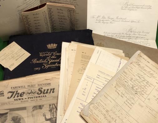 Royal Navy Photograph Album and Paperwork Grouping HMS Hood Interest.