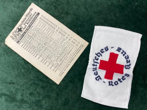 THIRD REICH 'DEUTCHE RED CROSS' ARMABAND & PAMPHLET.