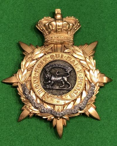 Leicestershire Regiment Victorian Officer's Helmet Plate.