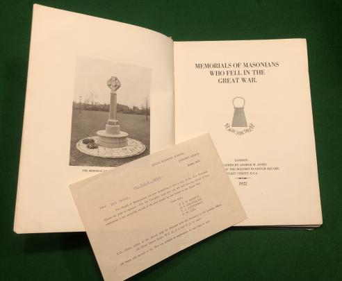 Memorials of Masonians who fell in the Great War