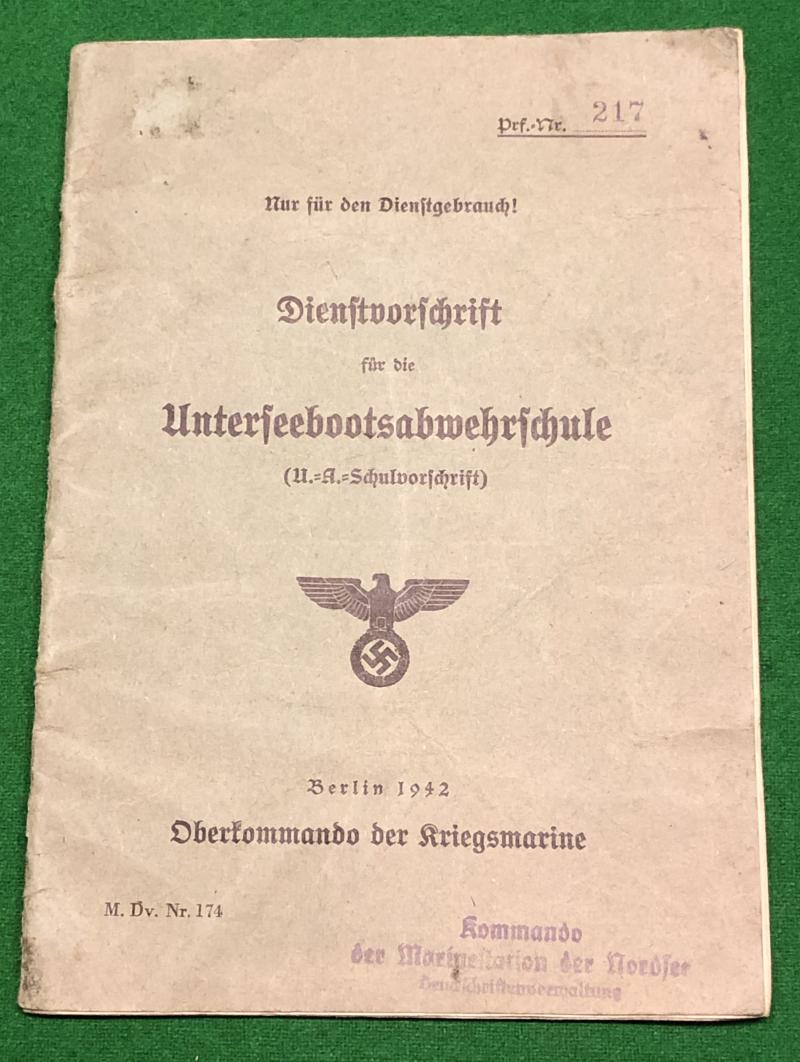 Kriegsmarine Anti-Submarine Defence School Service Regulations.