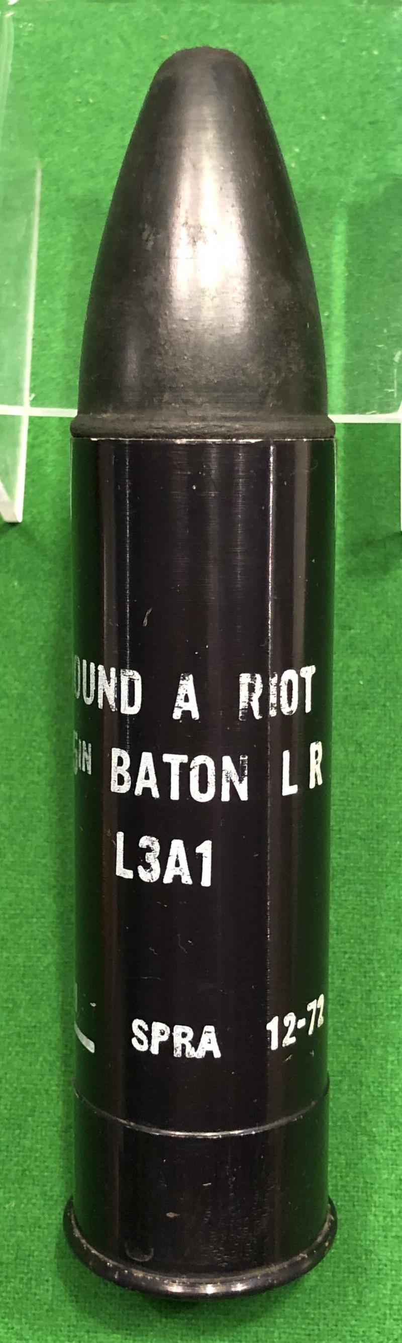 British ' Plastic Bullet ' Baton Round.