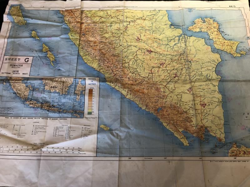 WW2 British Escape Map - Sumatra, Java & Borneo.