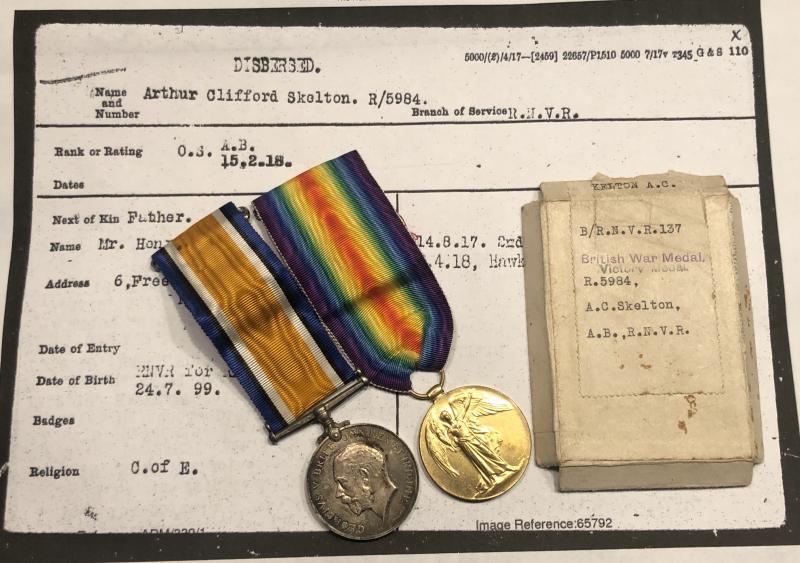 Hawke Battalion WW1 War & Victory Pair.