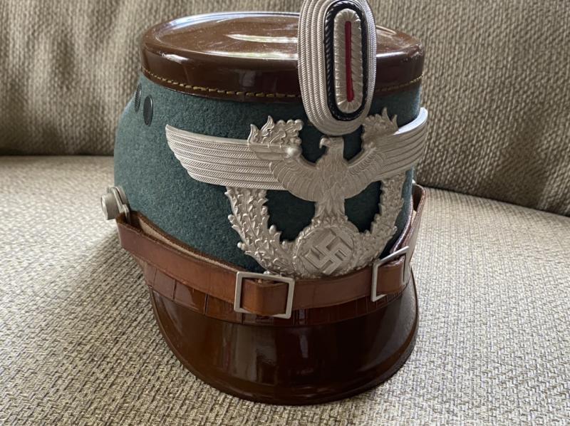 German Third Reich Rural Police shako (Schutzpolizei der Gendarmerie Tschako) (brown trim)