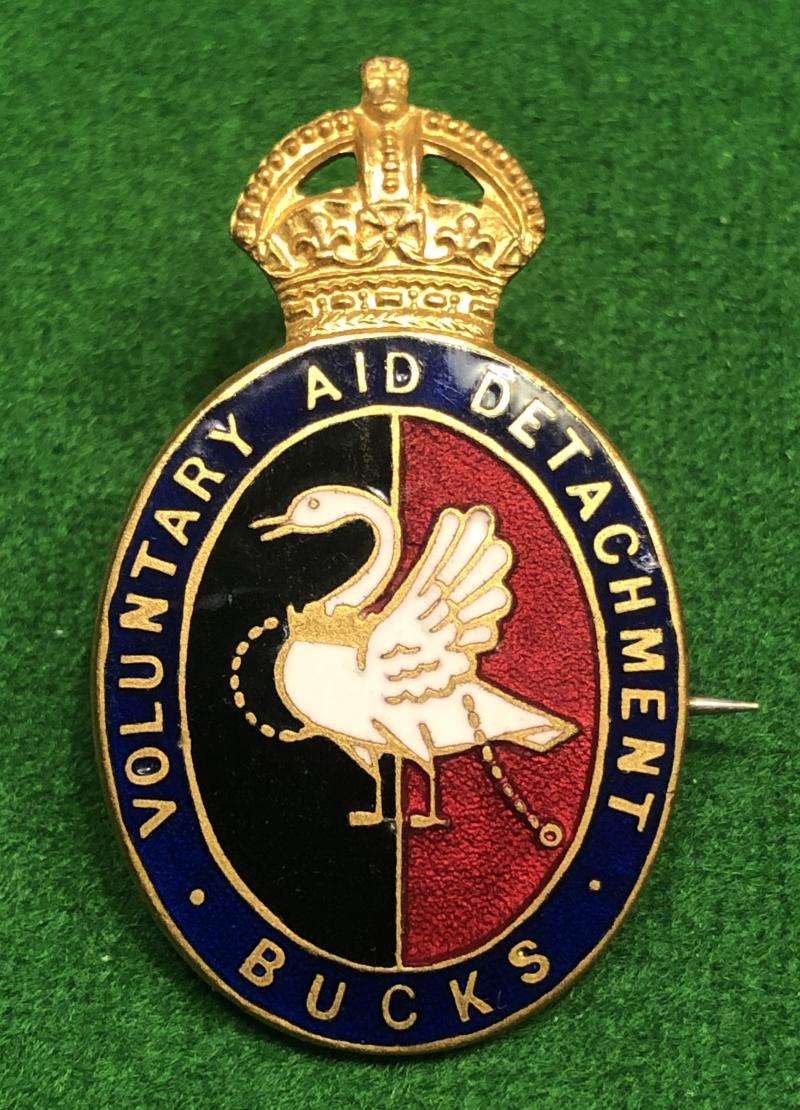 WW1 Buckinghamshire Voluntary Aid Detachment VAD nurses badge