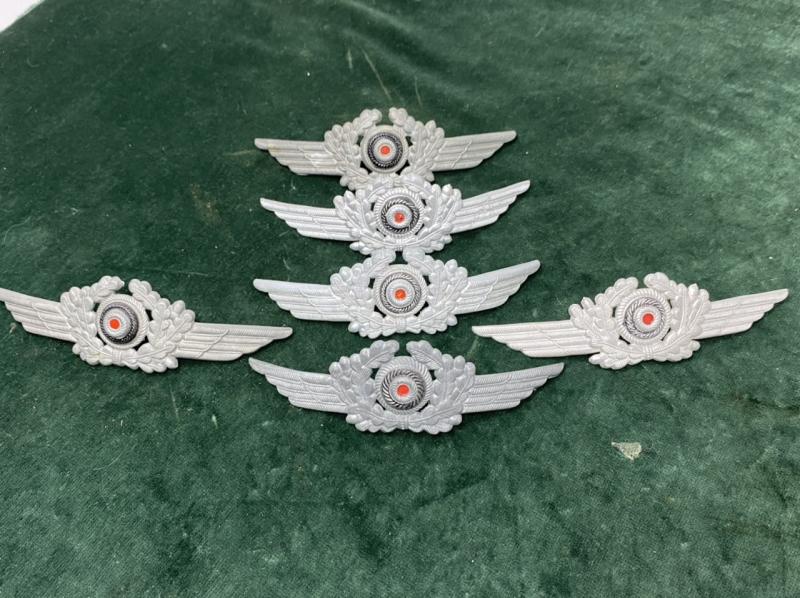 SET OF 6 ORIGINAL ALUMINIUM CAP WREATHS FOR LUFTWAFFE VISOR CAP.