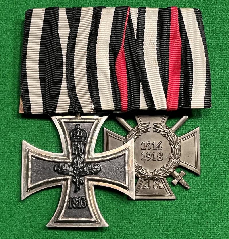 Court Mounted Pair WW1 EKII & Cross of Honour.