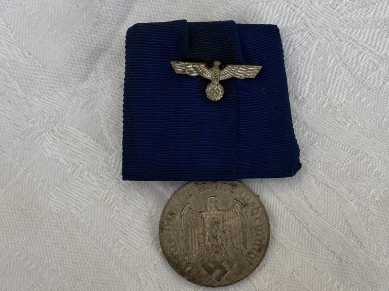 THIRD REICH 4 YEAR LONG SERVICE MEDAL COURT MOUNTED.