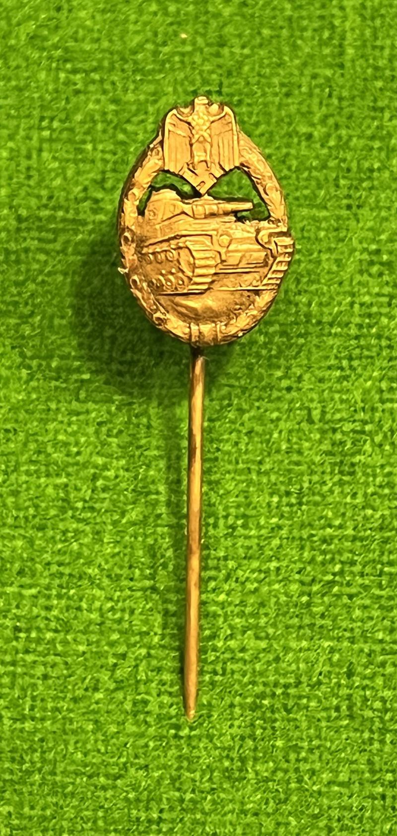 WW2 Bronze Panzer Assault Badge Stickpin.