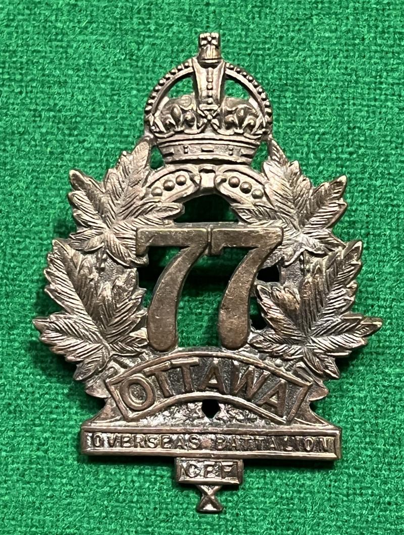 Canadian 77th Ottawa Battn. WW1 CEF cap badge.