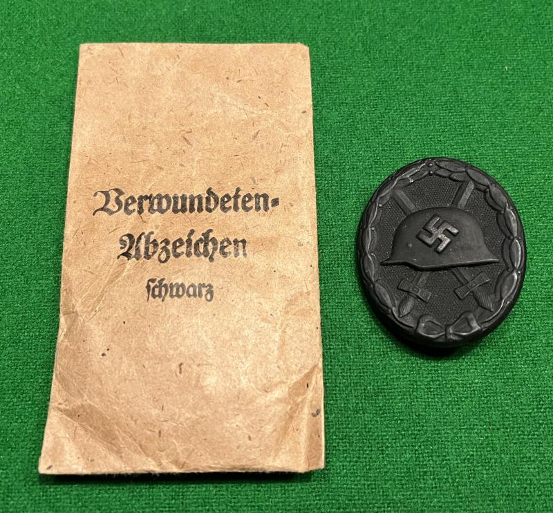WW2 1939 Black Wound Badge with Packet - Karneth