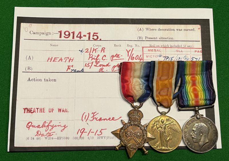 WW1 1914/15  Trio - F. Heath - K.R.R.C.